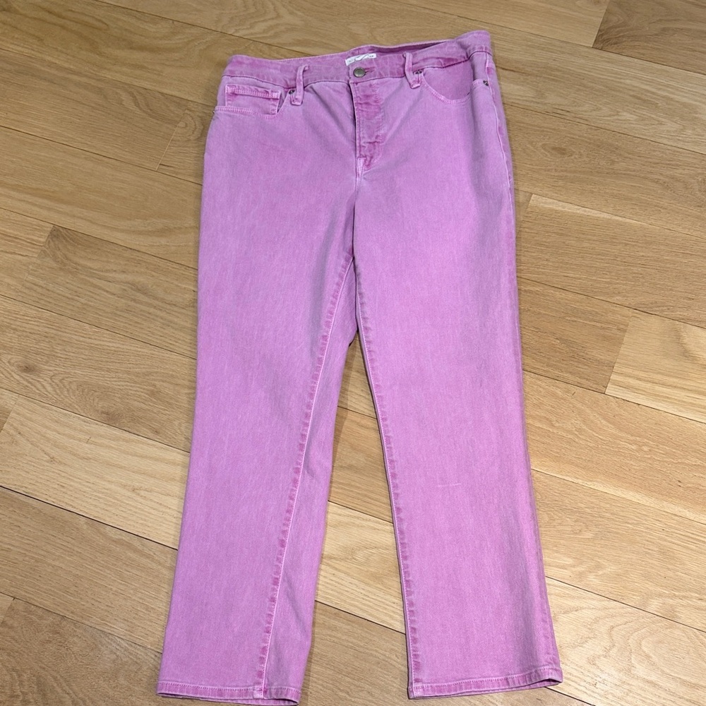 Good American Bubblegum Pink Straight Leg Jeans